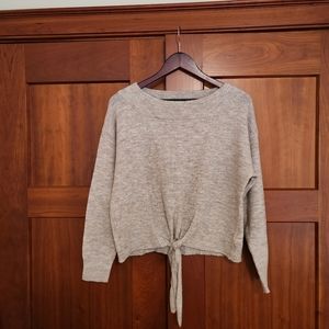 Lascana tie front boat neck sweater - beige size 4/6